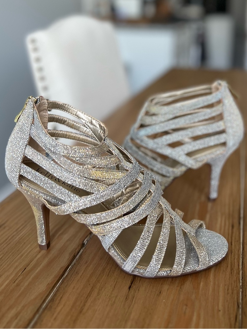 Women's Kelly & Katie Glitter Strappy High Heel Sandals - Gold
